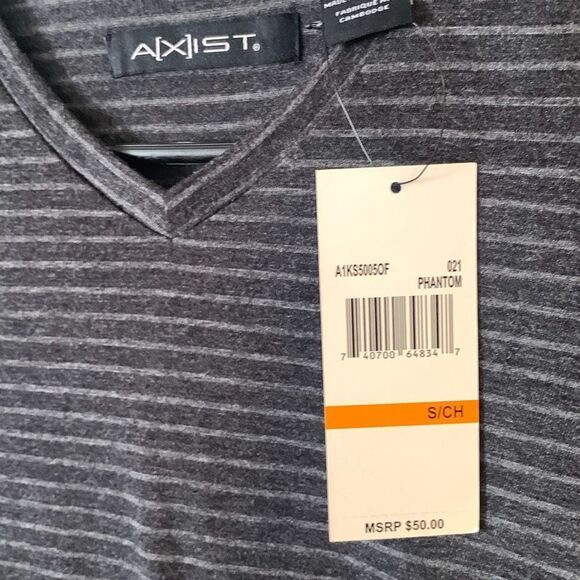 NEW Women’s Axist V Neck T Shirt Gray Pinstriped Sz Sm P - Picture 9 of 9